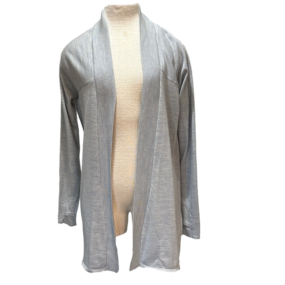 Lululemon sz 10 merino wool blue grey open front cardigan